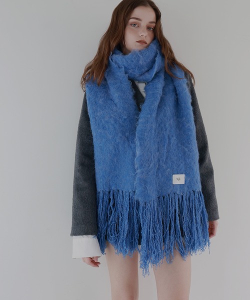 モヘアタッチシャギーボリュームフリンジカラーマフラー（マフラー