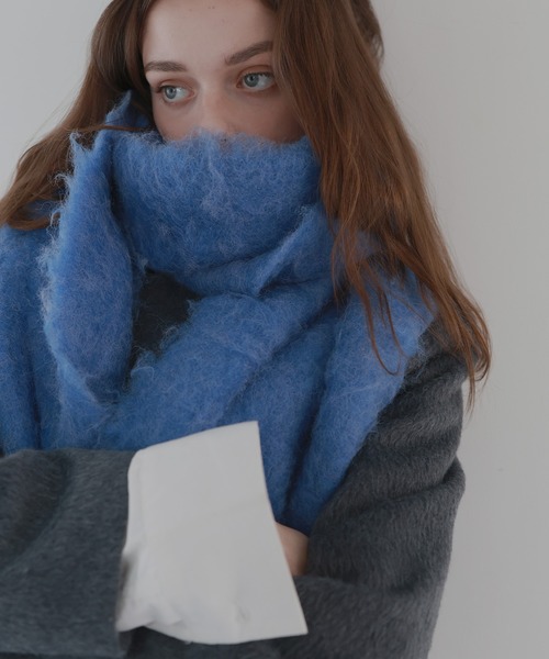 モヘアタッチシャギーボリュームフリンジカラーマフラー（マフラー