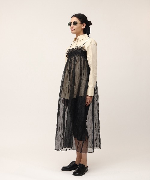 パーティードレス Printed Organdy Finished Dress セール】Recycle Organdy Pleats Dress（ドレス）｜leinwande