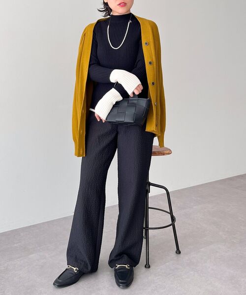 CRAFT STANDARD BOUTIQUE（クラフトスタンダードブティック）の「とてもち配色モックネックリブニットプルオーバー（ニット/セーター・レディース・その他7/グレー/アイボリー/ブラック/ネイビー・FREE）」の14枚目の写真