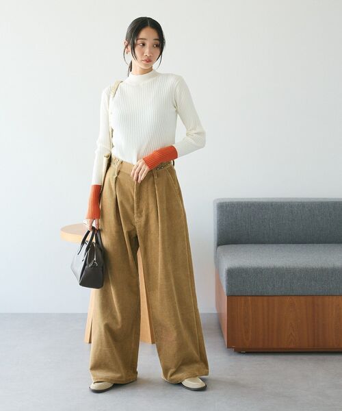 CRAFT STANDARD BOUTIQUE（クラフトスタンダードブティック）の「とてもち配色モックネックリブニットプルオーバー（ニット/セーター・レディース・その他7/グレー/アイボリー/ブラック/ネイビー・FREE）」の17枚目の写真