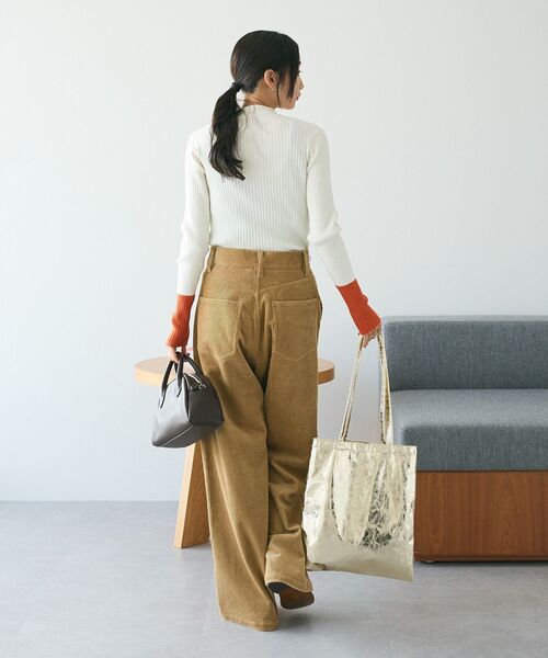 CRAFT STANDARD BOUTIQUE（クラフトスタンダードブティック）の「とてもち配色モックネックリブニットプルオーバー（ニット/セーター・レディース・その他7/グレー/アイボリー/ブラック/ネイビー・FREE）」の18枚目の写真