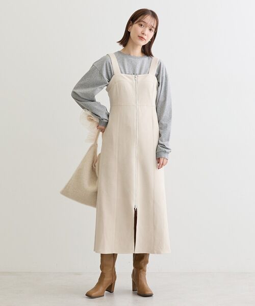 ELENCARE DUE（エレンカーレデュエ）の「・ELENCARE DUE スエードポンチジャンスカ（ジャンパースカート・レディース・チャコールグレー/グレイッシュベージュ/アイボリー/ライトグレー・FREE）」の15枚目の写真