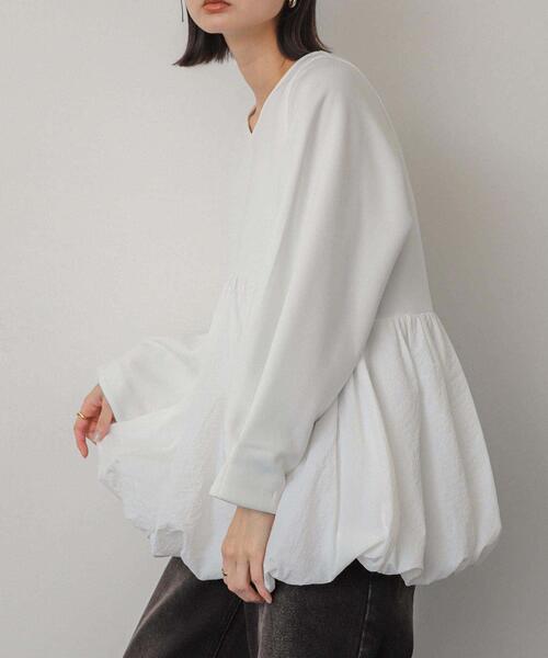 SENSE OF PLACE by URBAN RESEARCH(センスオブプレイスバイアーバンリサーチ)の「バルーンドッキングカットトップ(Tシャツ/カットソー・レディース・ブラック/ネイビー/オフホワイト・ONE)」の11枚目の写真