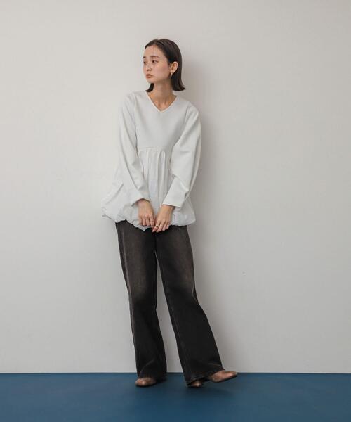 SENSE OF PLACE by URBAN RESEARCH(センスオブプレイスバイアーバンリサーチ)の「バルーンドッキングカットトップ(Tシャツ/カットソー・レディース・ブラック/ネイビー/オフホワイト・ONE)」の13枚目の写真