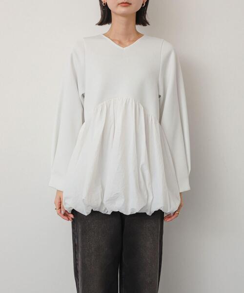 SENSE OF PLACE by URBAN RESEARCH(センスオブプレイスバイアーバンリサーチ)の「バルーンドッキングカットトップ(Tシャツ/カットソー・レディース・ブラック/ネイビー/オフホワイト・ONE)」の16枚目の写真