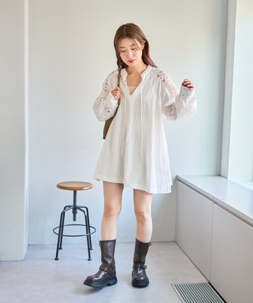 Kastane（カスタネ）の「袖レースチュニック（シャツ/ブラウス・レディース・オフホワイト/ブラック・FREE）」の14枚目の写真