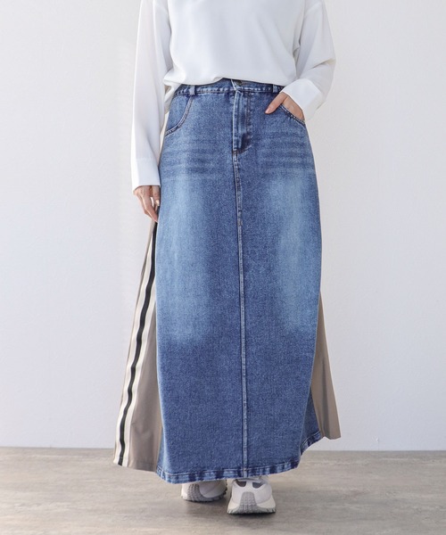 サイドラインデニムドッキングスカート（デニムスカート）｜Cepica