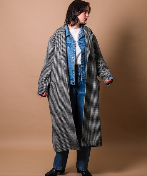 FRANKLIN & MARSHALL(フランクリンマーシャル)の「【Fl】【it】【FRANKLIN&MARSHALL】HARRIS COAT - ハリスツイード オーバーコート(チェスターコート・レディース・ブラック・FREE)」の5枚目の写真