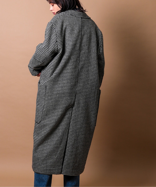 FRANKLIN & MARSHALL(フランクリンマーシャル)の「【Fl】【it】【FRANKLIN&MARSHALL】HARRIS COAT - ハリスツイード オーバーコート(チェスターコート・レディース・ブラック・FREE)」の6枚目の写真