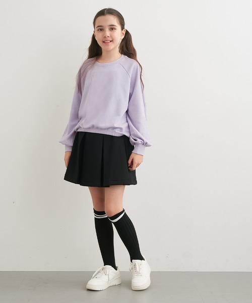 coca(coca)(コカ)の「キッズ 袖ハート刺繍 クロップド丈スウェット(スウェット・キッズ・ピンク/ブラック/ラベンダー・120/150/130/140)」の10枚目の写真