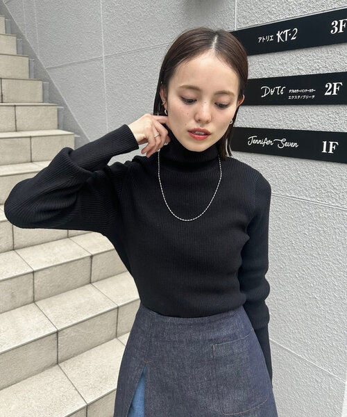 mystic（ミスティック）の「【EC限定カラーORG/６色展開】タートルリブニット（ニット/セーター・レディース・アイボリー/レッド/オレンジ/オフホワイト/ブルー/ブラック・FREE）」の3枚目の写真