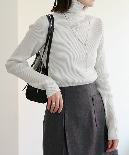 mystic（ミスティック）の「【EC限定カラーORG/６色展開】タートルリブニット（ニット/セーター・レディース・アイボリー/レッド/オレンジ/オフホワイト/ブルー/ブラック・FREE）」の13枚目の写真