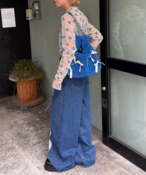 HELLO.SANFRANCISCO(ハローサンフランシスコ)の「【HELLO.SANFRANCISCO/ハローサンフランシスコ】ハートフロッキープリントシアータートルTEE(Tシャツ/カットソー・レディース・ホワイト/オレンジ/ベージュ・ONE SIZE)」の12枚目の写真