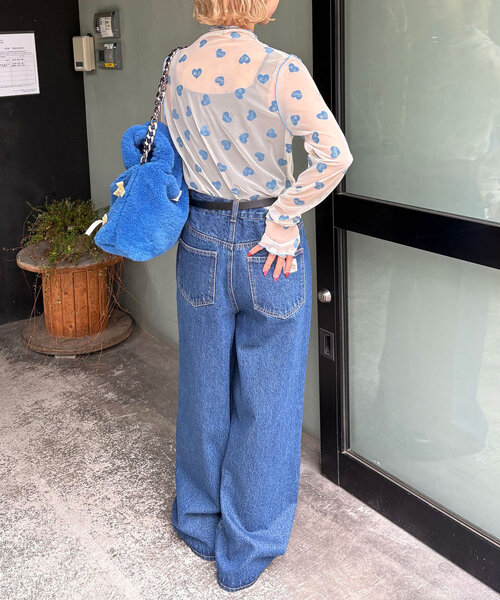 HELLO.SANFRANCISCO(ハローサンフランシスコ)の「【HELLO.SANFRANCISCO/ハローサンフランシスコ】ハートフロッキープリントシアータートルTEE(Tシャツ/カットソー・レディース・ホワイト/オレンジ/ベージュ・ONE SIZE)」の13枚目の写真