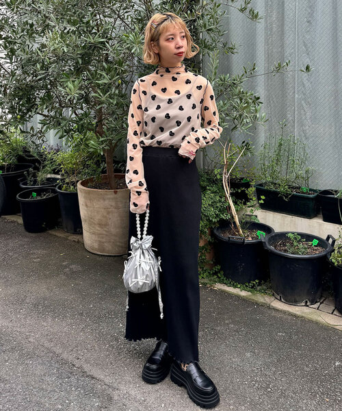 HELLO.SANFRANCISCO(ハローサンフランシスコ)の「【HELLO.SANFRANCISCO/ハローサンフランシスコ】ハートフロッキープリントシアータートルTEE(Tシャツ/カットソー・レディース・ホワイト/オレンジ/ベージュ・ONE SIZE)」の21枚目の写真