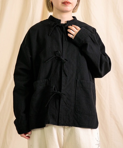 Brocante（ブロカント）の「[Brocante / ブロカント] 綿麻アムンゼンクロス ドーミージャケット（その他アウター・レディース・ベージュ/ブラック・2）」の2枚目の写真