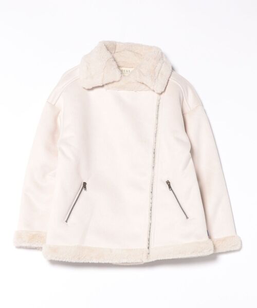 roial(ロイアル)の「JACKET/ROIAL(ロイアル)ムートンライク裏ボアミドル丈スタンドブルゾン(ブルゾン・レディース・ブラウン/オフホワイト・MEDIUM/SMALL)」の1枚目の写真
