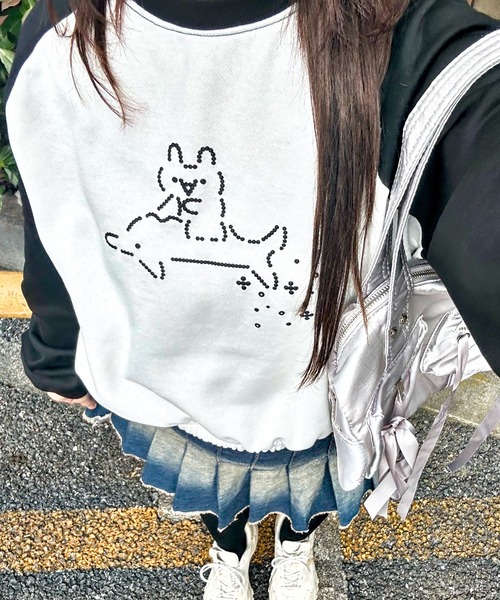 セール】アスキーアートラグラン裏起毛トレーナー【低身長さん向けS