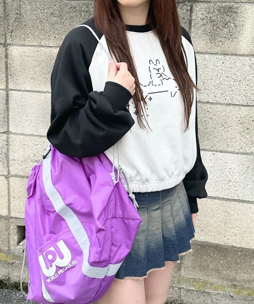 セール】アスキーアートラグラン裏起毛トレーナー【低身長さん