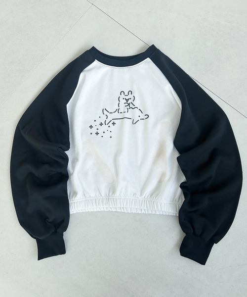 セール】アスキーアートラグラン裏起毛トレーナー【低身長さん