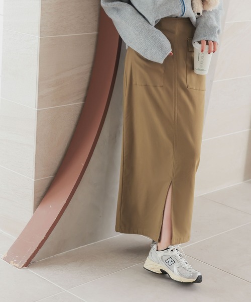 KOBE LETTUCE（コウベレタス）の「[ 裏微起毛 ] 選べるサイズ×丈 走れるストレッチカーゴ風スカート（スカート・レディース・アイボリー系/ブラック/モカ/カーキ・M/L/M1/L1）」の13枚目の写真