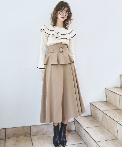 【セール】配色ケープフリルニット（ニット/セーター）｜And Couture（アンドクチュール）