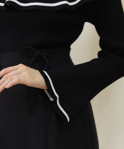 【セール】配色ケープフリルニット（ニット/セーター）｜And Couture（アンドクチュール）