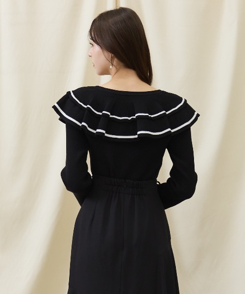 【セール】配色ケープフリルニット（ニット/セーター）｜And Couture（アンドクチュール）