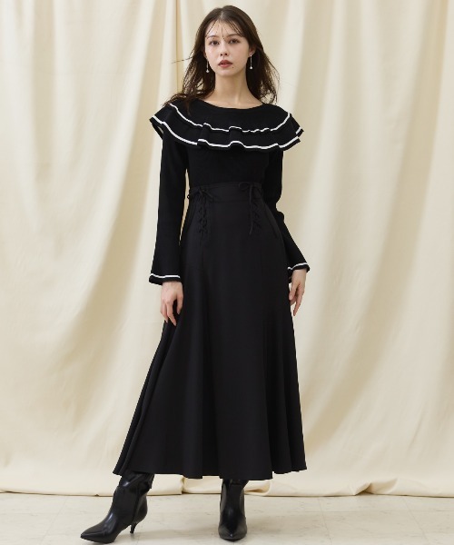 【セール】配色ケープフリルニット（ニット/セーター）｜And Couture（アンドクチュール）