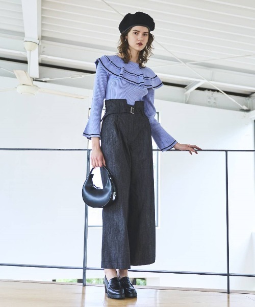 【セール】配色ケープフリルニット（ニット/セーター）｜And Couture（アンドクチュール）