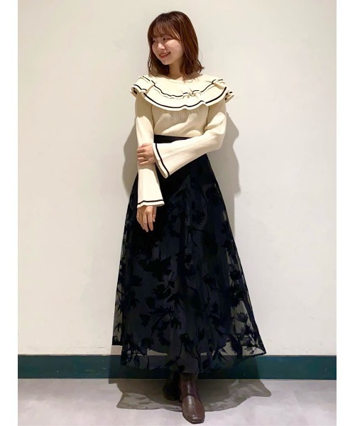 AND COUTURE(アンドクチュール)の「配色ケープフリルニット(ニット/セーター・レディース・ブルー/ピンク/ブラック/アイボリー・FREE)」の22枚目の写真