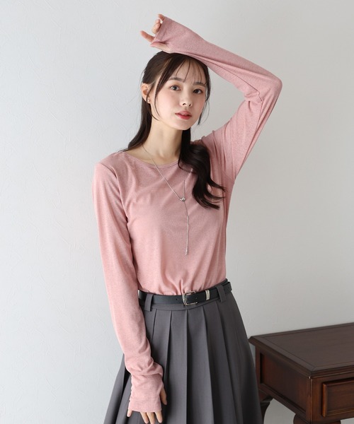 BLUEEAST(ブルーイースト)の「クルーネックシアートップス(Tシャツ/カットソー・レディース・ホワイト/ピンク/ブラック/チャコールグレー・MEDIUM)」の18枚目の写真