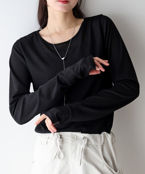 BLUEEAST(ブルーイースト)の「クルーネックシアートップス(Tシャツ/カットソー・レディース・ホワイト/ピンク/ブラック/チャコールグレー・MEDIUM)」の22枚目の写真