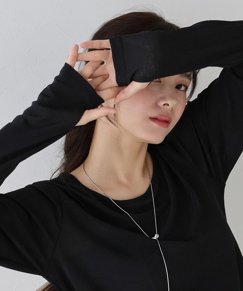 BLUEEAST(ブルーイースト)の「クルーネックシアートップス(Tシャツ/カットソー・レディース・ホワイト/ピンク/ブラック/チャコールグレー・MEDIUM)」の20枚目の写真