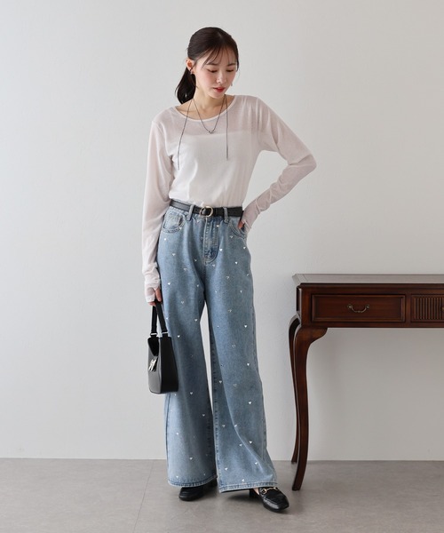 BLUEEAST(ブルーイースト)の「クルーネックシアートップス(Tシャツ/カットソー・レディース・ホワイト/ピンク/ブラック/チャコールグレー・MEDIUM)」の12枚目の写真