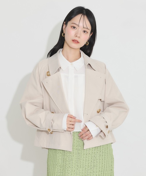 earth music&ecology（アースミュージックアンドエコロジー）の「ショートトレンチコート（トレンチコート・レディース・サックスブルー/ライトベージュ/ベージュ・FREE）」の22枚目の写真