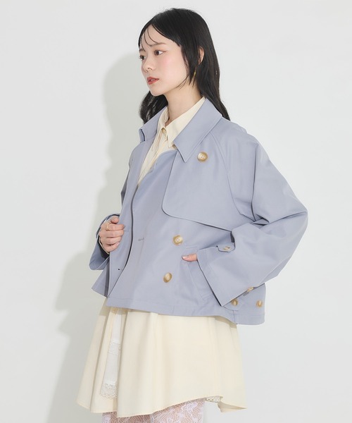 earth music&ecology（アースミュージックアンドエコロジー）の「ショートトレンチコート（トレンチコート・レディース・サックスブルー/ライトベージュ/ベージュ・FREE）」の14枚目の写真