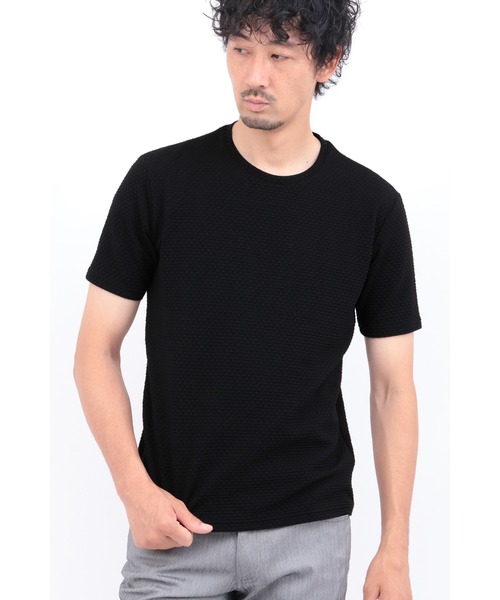 HIGH STREET(ハイストリート)の「HIGH STREET∴RIPAトライアングルモノグラムクルーネック半袖カットソー(Tシャツ/カットソー・メンズ・ブラック/ホワイト・L/LL/M)」の1枚目の写真
