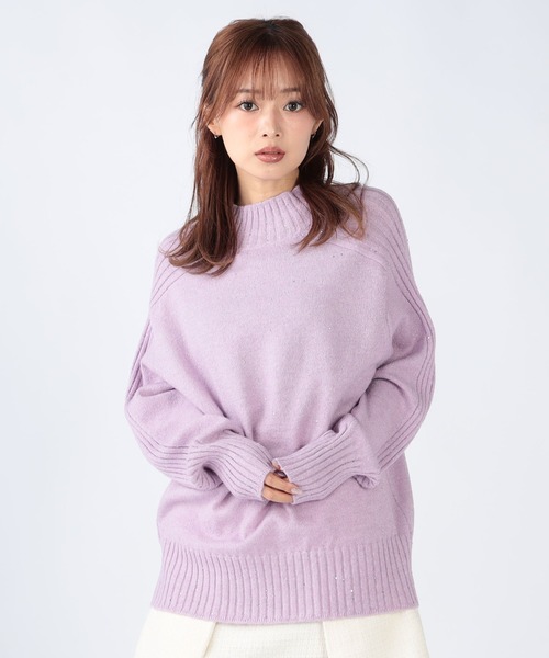 CECIL McBEE(セシルマクビー)の「スパンコールヤーンエポーレットプルオーバー(ニット/セーター・レディース・オフホワイト/グレー/グリーン/ラベンダー・MEDIUM)」の4枚目の写真