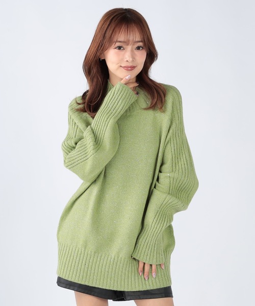 CECIL McBEE(セシルマクビー)の「スパンコールヤーンエポーレットプルオーバー(ニット/セーター・レディース・オフホワイト/グレー/グリーン/ラベンダー・MEDIUM)」の8枚目の写真