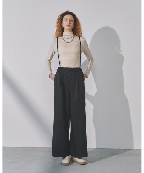 Solace(ソレイス)の「2wayサスペンダー付きワイドパンツ(スラックス・レディース・グレー/ブラック・FREE)」の20枚目の写真