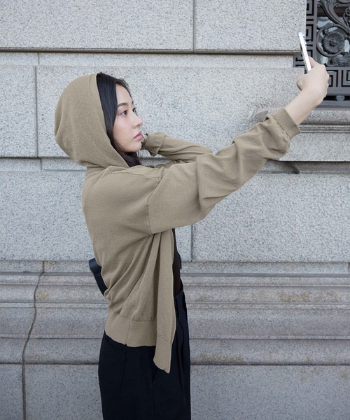 CHAN ME(チャンミ)の「UVカットシアージップニットパーカー(パーカー・レディース・カーキ/ホワイト/ブラック・X-LARGE/LARGE/MEDIUM)」の9枚目の写真