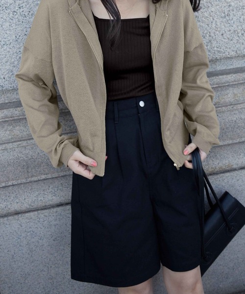 CHAN ME(チャンミ)の「UVカットシアージップニットパーカー(パーカー・レディース・カーキ/ホワイト/ブラック・X-LARGE/LARGE/MEDIUM)」の10枚目の写真