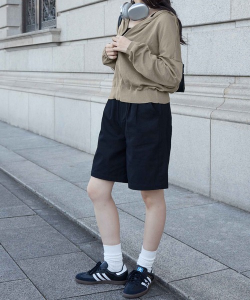 CHAN ME(チャンミ)の「UVカットシアージップニットパーカー(パーカー・レディース・カーキ/ホワイト/ブラック・X-LARGE/LARGE/MEDIUM)」の7枚目の写真
