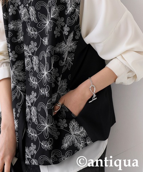 セール】刺繍デザインベスト（ベスト）｜antiqua（アンティカ