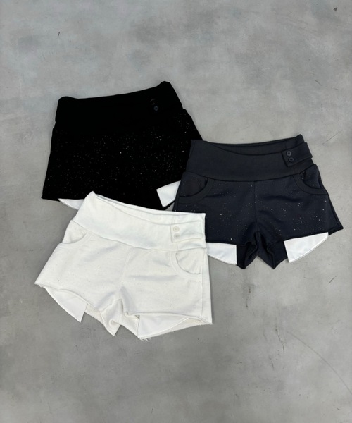 SHAGGIE（シャギー）の「ラメスウェットマイクロミニショートパンツ（スウェットパンツ・レディース・ブラック/チャコールグレー/ホワイト・FREE）」の17枚目の写真