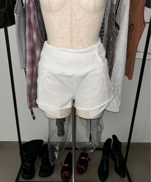 SHAGGIE（シャギー）の「ラメスウェットマイクロミニショートパンツ（スウェットパンツ・レディース・ブラック/チャコールグレー/ホワイト・FREE）」の12枚目の写真