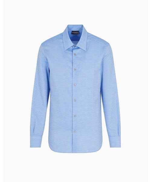 EMPORIO ARMANI(エンポリオアルマーニ)の「【エンポリオ アルマーニ】シャツ コットン オールオーバージャカードロゴ(シャツ/ブラウス・メンズ・オフホワイト/サックスブルー系1/サックスブルー系・X-SMALL/LARGE/MEDIUM/SMALL/X-LARGE)」の4枚目の写真