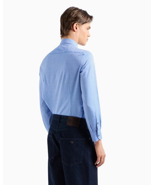 EMPORIO ARMANI(エンポリオアルマーニ)の「【エンポリオ アルマーニ】シャツ コットン オールオーバージャカードロゴ(シャツ/ブラウス・メンズ・オフホワイト/サックスブルー系1/サックスブルー系・X-SMALL/LARGE/MEDIUM/SMALL/X-LARGE)」の5枚目の写真